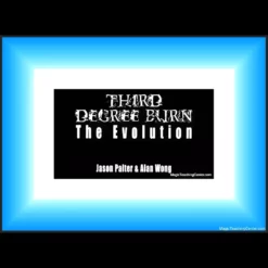 Jason Palter and Alan Wong presenting Third Degree Burn Evolution, a close-up magic trick revealing a blistered card image on a performer's finger.