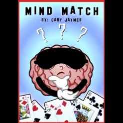 Cary Jaymes Mind Match Instant Download product cover featuring the title, a stylized brain graphic, and playing card elements to represent a mind reading card magic trick.
