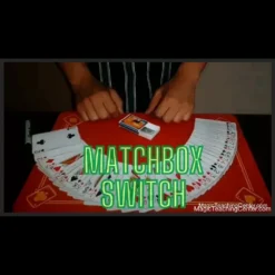 Promotional image for Anthony Vasquez's Matchbox Switch magic trick, showcasing a playing card being impossibly switched, available as an instant digital download.