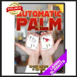 Biz demonstrating The Automatic Palm card sleight, palming a card from the bottom of a deck during a swing cut, for a magic trick tutorial.