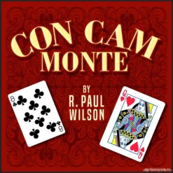 Paul Wilson performing the Con Cam Monte card trick, showcasing a red Queen and black Eight cards in a dynamic display of transformation.