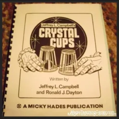 Jeffrey L. Campbell's Crystal Cups Instant Download - Detailed instructional guide for mastering a two-cups and balls magic routine with clear, transparent cups, featuring illustrations by Ronald J. Dayton.