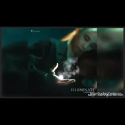 A magician performing the 'Illuminate' effect by Joseph Lee & Zio, showcasing a glowing, pulsing light emanating from their fingertips like a firefly.