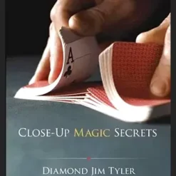 Diamond Jim Tyler's Close-Up Magic Secrets instant download guide cover, illustrating professional magic tricks for cards, coins, and mentalism.