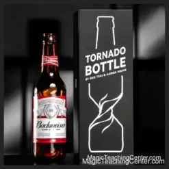 Image depicting the Tornado Bottle magic trick, showcasing a bottle cap visibly twisted and permanently locked inside a real glass beer bottle, as performed by Red Tsai & Aaron Hsing.