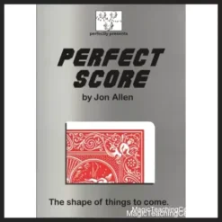 Jon Allen's Perfect Score rigid template and scoring tool with a playing card, demonstrating precise folding for magic routines like Mercury Folds and Torn & Restored.