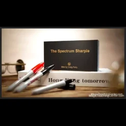 Close-up of a Sharpie marker demonstrating the logo color-changing effect of the Spectrum Sharpie magic trick by Craig Petty and TCC Magic.