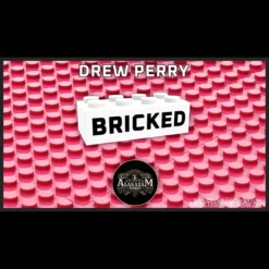 Drew Perry's Bricked LEGO card magic: Custom playing card visibly transforming into plastic bricks, alongside a brick-built deck.