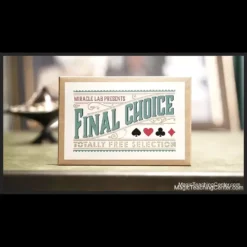 Digital download cover for Miracle Lab's 'The Final Choice' magic trick, featuring a close-up of a Queen of Hearts playing card, representing a powerful self-working mentalism card force by Bright Don.