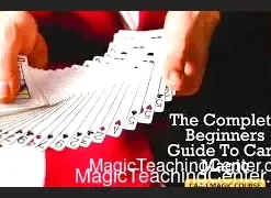 Edward Clarke demonstrating a card trick with a deck of playing cards, representing his complete beginner's guide video course on card magic.
