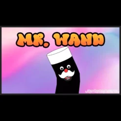 Mr. Wand by Mr. Daba magic video cover featuring a whimsical animated magic wand with a talking mouth, designed for enchanting magic performances.