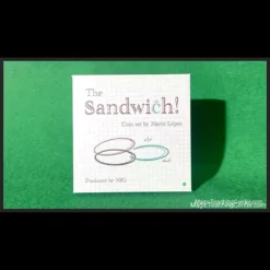 Mario Lopez demonstrating 'The Sandwich' coin magic trick, showing coins vanishing between two others in a close-up setting.