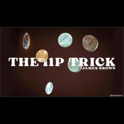 James Brown demonstrating the 11p coin trick with two coins, a screenshot from the digital magic tutorial video