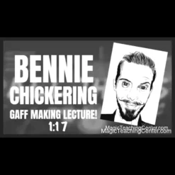 Benny Chickering demonstrating card splitting techniques for gaffed magic cards in his digital video lecture, specifically focusing on Siamese Waltz gaff creation.