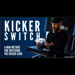 Daniel Madison demonstrating a deceptive card switch with playing cards, central to The KICKER SWITCH magic workshop for instant download.