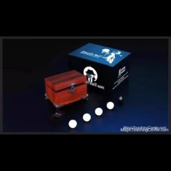 A wooden box containing five resin balls (four white, one black) used for the Iarvel Magic Sleuth Ball Mini, an advanced wireless Kurotsuke mentalism trick. The image showcases the discreet prop for professional magic performances.