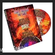 Promotional image for World's Greatest Magic: Coins Through Table instant download video, depicting a magician's hands performing a coin penetration through a table.