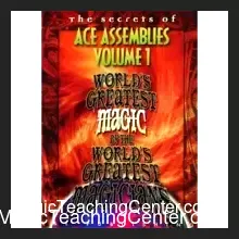 World's Greatest Magic Ace Assembly Vol 1 video thumbnail featuring playing cards and expert card magic instruction, available as an instant download.