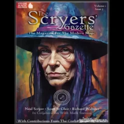 Ebook cover for 'The Scryers' Gazette – Magazine for the Modern Mage, Vol 1 Issue 3', featuring mystical, arcane art relevant to mentalism, psychic performances, bizarrist magic, and seance work. Instant digital download available.