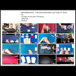 Mike Breggar delivering 'The Know Brainer Lecture' on advanced mentalism and card magic techniques, available as an instant download video.