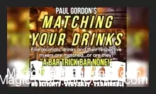 Paul Gordon's Matching Your Drinks magic trick setup, featuring custom printable cards with alcoholic beverages and mixers, ready for performance in a bar or restaurant setting.