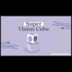 Julio Montoro's Super Vision Cube magic prop, a compact and examinable tool for mentalism and forcing effects, displayed clearly.