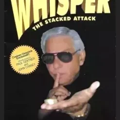 Cover art for 'Whisper' Ebook by Roger Klause, featuring stylized title text on a dark background. A digital download focusing on advanced coin and bill magic techniques.