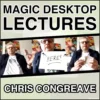 Chris Congreve presenting a magic lecture on a desktop screen, demonstrating a card trick or mentalism effect with focused intensity.