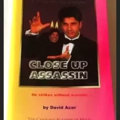 Ebook cover for David Acer and Richard Sanders' Close-Up Assassin, featuring illustrations related to close-up magic tricks and techniques for instant download.