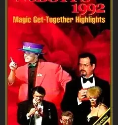 Digital cover art for Abbott's 1992 Magic Get-Together Highlights Video Set, featuring images of magic legends like Harry Blackstone Jr., Tom Mullica, and Johnny Thompson, indicating an instant download product.