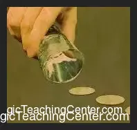 Riku Sawamura demonstrating the Wild Shot coin magic routine with coins in hand, from the instant download tutorial video.