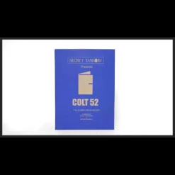 Colt 52 professional magic deck holder in black vegan leather and carbon fiber, designed by Steve Thompson and Gerard Kearney, securely holding a deck of playing cards.