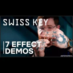 Swiss Key magic video tutorial cover featuring a key and mystical elements, by Nicholas Lawrence & Hanson Chien, instant download.