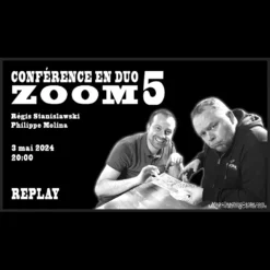 Régis & Philippe LIVE Magic Conference #5 replay cover, featuring the two magicians, a magic hat, and playing cards, symbolizing 18 instant download magic tricks.