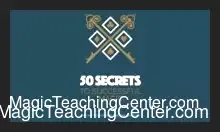 Ebook cover for '50 Secrets to Successful Magic' featuring a stylized magician's silhouette with magical glow effects, available for instant digital download.