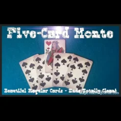 Max Howard's Five Card Monte Magic DVD cover, featuring playing cards and a magician's hands demonstrating a card illusion.