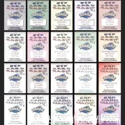 Ebook cover for Aldo Colombini's ESP Card Magic Volumes 1-20, featuring a stack of ESP Zener cards (circle, cross, square, star, waves) on a dark background, representing mentalism and card tricks.