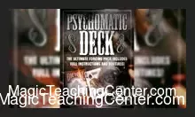 Kaymar's Psychomatic Deck, a custom Bicycle playing card deck, prominently featured with visual elements suggesting mind-reading and advanced card magic instruction.