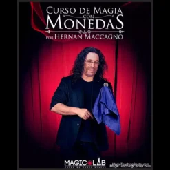 Hernán Maccagno, a renowned magician, demonstrating a captivating coin magic trick with coins seemingly floating or appearing in his hands, representing the Magic Lab online course.