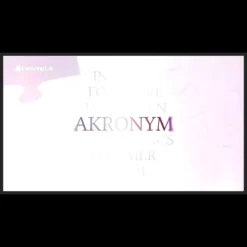 Akronym by Conjuring Lab digital magic tutorial demonstrating a personalized word revelation trick using a smartphone interface, showcasing words appearing to spell out a name.
