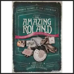 The Amazing Roland, a master magician, performing a close-up card trick with a deck of cards spread on a table, illustrating the 'One Day In The Life' magic video tutorial.