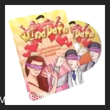 Stephen Leathwaite demonstrating the 'Blind Date' magic trick, with cards showing hidden profiles and a revealed matching prediction.