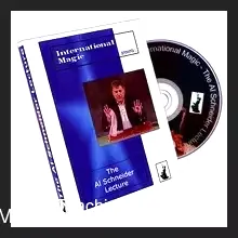 Al Schneider Lecture DVD cover featuring Al Schneider demonstrating a coin trick, with the product title and International Magic logo visible. The image emphasizes close-up magic instruction.