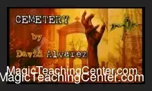 Magic kit for CEMETERY by David Alvarez, featuring coffin-backed cards depicting legendary personalities like Kobe Bryant and John Lennon, alongside a graveyard-themed envelope, ready for a self-working mentalism routine.