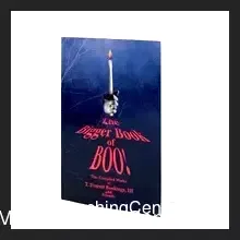 Cover image for the ebook 'The Bigger Book of BOO' by Lary Kuehn, featuring a mysterious, dark aesthetic with ghostly elements and arcane symbols, signifying a collection of magic illusions and secrets for performers.