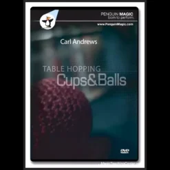 Carl Andrews performing his acclaimed 2-cup Table Hopping Cups and Balls magic trick, demonstrating sleight of hand with cups and balls on a table, as taught in the instant download tutorial video.