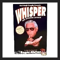 Ebook cover for 'Whisper by Roger Klause', featuring a mysterious design with coins, a bill, and subtle magical effects, representing the Cap and Pence close-up coin magic trick.