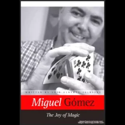Ebook cover for 'Miguel Gomez - The Joy of Magic,' featuring the title and author's name with a magic-themed design, representing a comprehensive guide to card and coin magic routines and sleights.