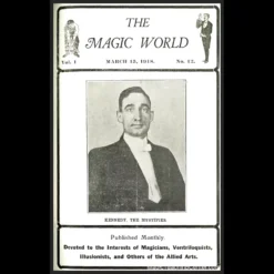 Ebook cover for 'The Magic World by J.E. Pierce Volume 1', showcasing a vintage magic periodical design with illustrative elements and the author's name, representing 1917 magic history.