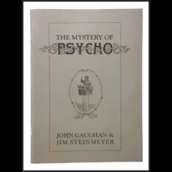 Front cover of the limited edition book 'The Mystery of Psycho' by Jim Steinmeyer, featuring a vintage illustration of Maskelyne's legendary card-playing automaton.
